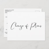 結婚式延期 プラン変更 黒白 案内ポストカード (正面/裏面)