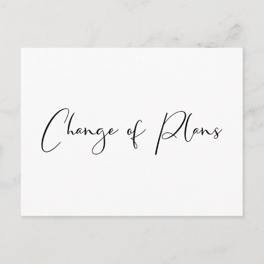 結婚式延期 プラン変更 黒白 案内ポストカード (正面)