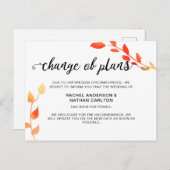 結婚式延期・中止・秋・紅葉のデザイン 案内ポストカード (正面/裏面)