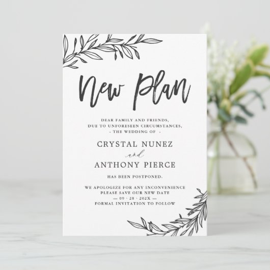 結婚式延期 新計画 保存の日付 招待状 (スタンド正面)