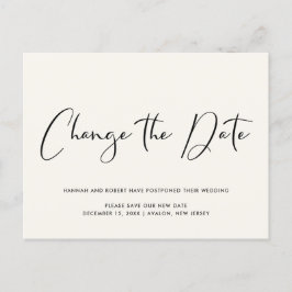 結婚式延期　日程変更 ライトクリーム 案内ポストカード