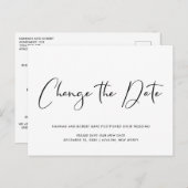 結婚式延期 日程変更 黒白 案内ポストカード (正面/裏面)