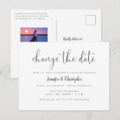 結婚式延期 黒白台本 変更日付 インビテーションポストカード (正面/裏面)