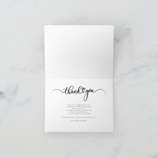 結婚式当日のカップル写真 手書きの感謝メッセージ サンキューカード (内部)