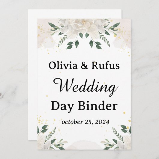 結婚式当日のバインダーテンプレート 印刷可能な結婚式 招待状 (正面/裏面)