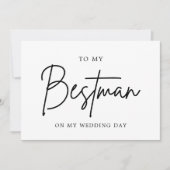 結婚式当日のベストマンへのミニマリストメッセージ サンキューカード (正面)