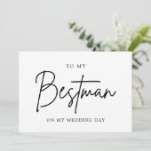 結婚式当日のベストマンへのミニマリストメッセージ サンキューカード (スタンド正面)