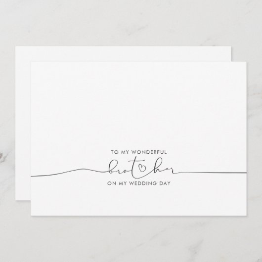 結婚式当日の兄へのキュートなメッセージ (正面/裏面)