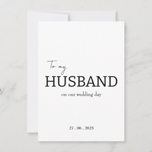 結婚式当日の夫への感謝のカード (正面)
