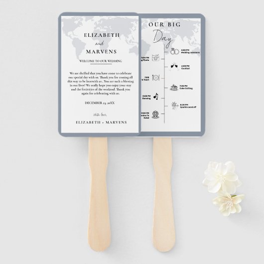 結婚式当日の旅程 イベント タイムライン ハンドファン (正面&裏面)