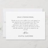 結婚式当日の継母へのミニマルなメッセージ サンキューカード (裏面)