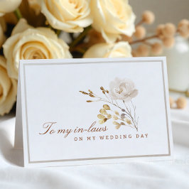 結婚式当日の義理の両親への秋の花のカード サンキューカード