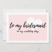 結婚式当日の花嫁の友人へのピンクの赤面 招待状 (正面)