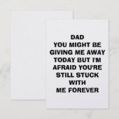 結婚式当日の面白いカードを父へ サンキューカード (正面/裏面)