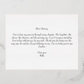 結婚式当日、兄へ贈る上品なメッセージ 箔招待状ポストカード (裏面)