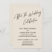 結婚式後のお祝いのためのシンプルでエレガントなクリーム 招待状 (正面/裏面)