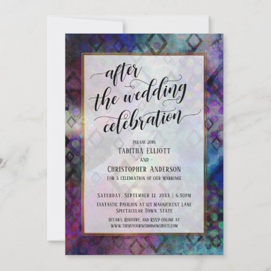 結婚式後のお祝いの概要(ゴールド付き) 招待状 (正面)