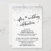 結婚式後のお祝いの銀のコンフェッティ 招待状 (正面)