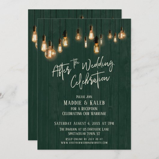 結婚式後のお祝い グリーンウッド＆ライト 招待状 (正面/裏面)