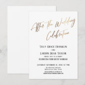 結婚式後のお祝い シンプルなゴールドアクセント 招待状 (正面/裏面)