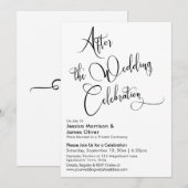 結婚式後のお祝い ブラック＆ホワイト スクリプト 招待状 (正面/裏面)