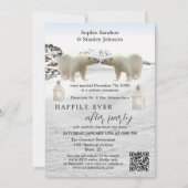 結婚式後のクマのQRコード写真招待状 招待状 (正面)