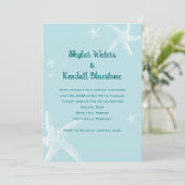 結婚式後のスター・フィッシュ・グレイ・ブルーのお祝い 招待状 (スタンド正面)