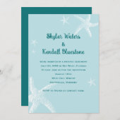 結婚式後のスター・フィッシュ・グレイ・ブルーのお祝い 招待状 (正面/裏面)