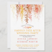 結婚式後のパーティーにぴったりなオレンジと茶色の水彩画のツタのデザイン 招待状 (正面)