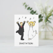 結婚式後のパーティー招待カップルダンス インビテーションポストカード (スタンド正面)