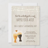 結婚式後のパーティー招待状　手描きの水彩画ビール　ラスティックな背景 招待状 (正面)