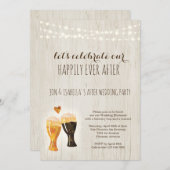 結婚式後のパーティー招待状　手描きの水彩画ビール　ラスティックな背景 招待状 (正面/裏面)