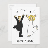 結婚式後のパーティー招待 ダンシングカップル インビテーションポストカード (正面/裏面)