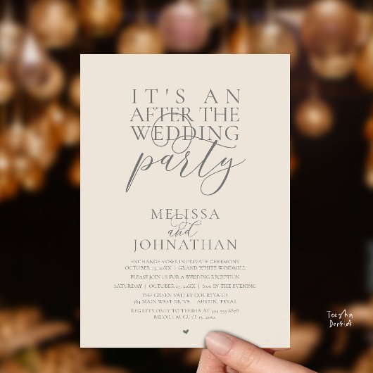 結婚式後のパーティー、モダンなレセプション 招待状