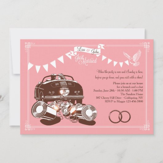 結婚式後のブランチの招待状 Just Married 招待状 (正面)