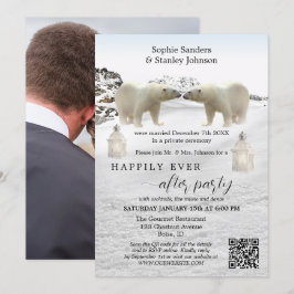 結婚式後のホッキョクグマQRコード写真招待状 招待状