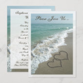 結婚式後のリゾートビーチハート 招待状 (正面/裏面)