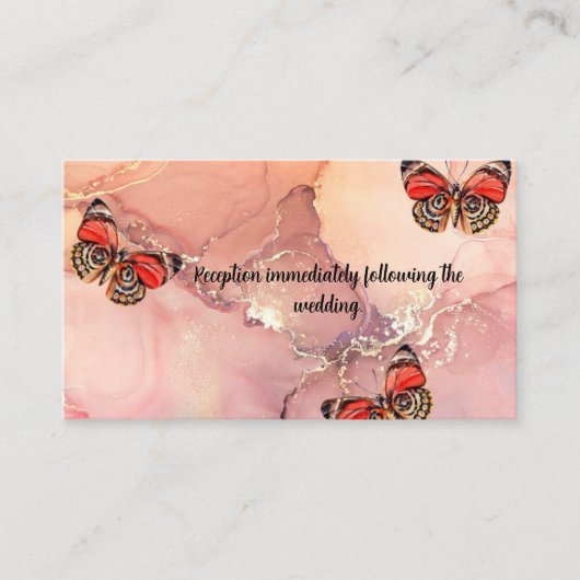 結婚式後の受付案内カード(蝶のデザイン) エンクロージャーカード (正面)