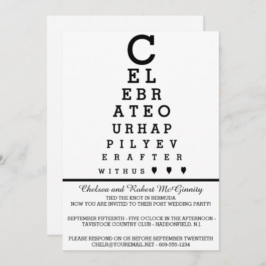 結婚式後の披露宴のみの招待状 アイチャートポスト 招待状 (正面/裏面)