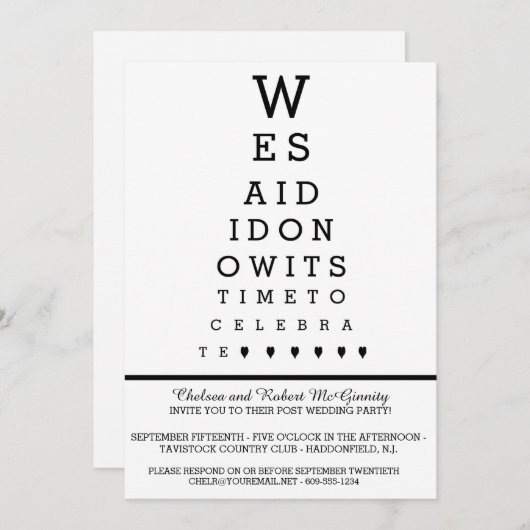 結婚式後の披露宴のみの招待状 アイチャートポスト 招待状 (正面/裏面)