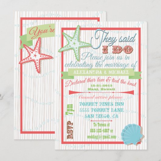 結婚式後の披露宴の招待状 招待状 (正面/裏面)