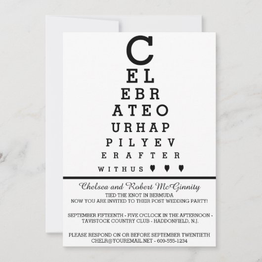 結婚式後の披露宴限定招待状 アイチャートポスト 招待状 (正面)