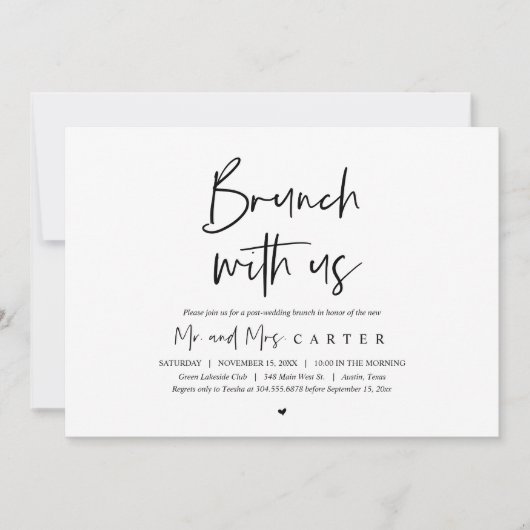 結婚式後の新婚夫婦とのブランチ招待状 招待状 (正面)