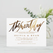 結婚式後の朝食会翌日のゴールド 招待状 (スタンド正面)