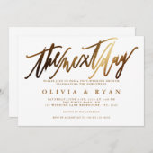 結婚式後の朝食会翌日のゴールド 招待状 (正面/裏面)