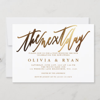 結婚式後の朝食会翌日のゴールド 招待状