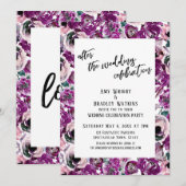 結婚式後の祝賀会 ピンクの花を描く 招待状 (正面/裏面)