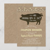 結婚式後の素朴なBBQ用 麻ひも ライト 招待状 (正面/裏面)