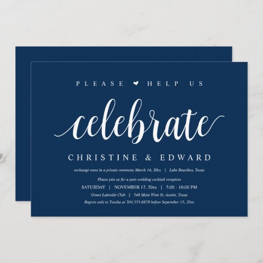 結婚式後の記念を祝ってください , ポストウェディングエロープメント 招待状 (正面/裏面)
