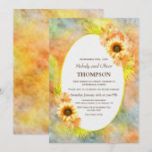結婚式後パーティーのラスティックなひまわり 招待状 (正面/裏面)